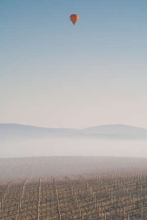 Hot Air Balloon at Sunrise over the Yarra Valley In Winterの写真素材