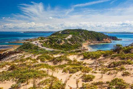 Point Nepean and Port Phillip Bay on a hot summerの写真素材