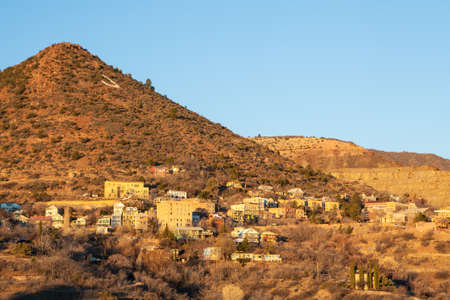 Jerome town, nestled on a hillside in the winterの写真素材