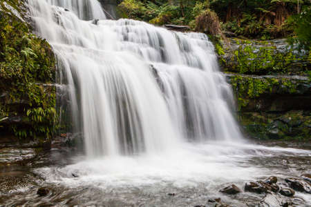 Liffey Falls in Liffey Falls State Reserve on a cold winterの写真素材