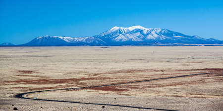 View from Meteor Crater towards Humphrey's Peak, Near Flagstaff, Arizona USAの写真素材