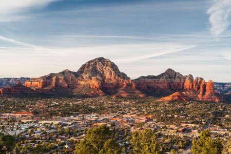 View from Airport Mesa in Sedona at sunset in Arizona, USAの写真素材