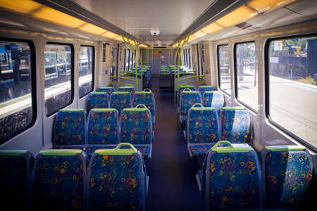 The interior of an empty Melbourne Metro trainの写真素材