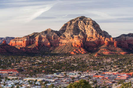 View from Airport Mesa in Sedona at sunset in Arizona, USAの写真素材