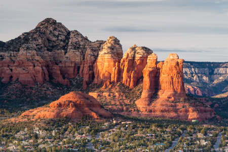 View from Airport Mesa in Sedona at sunset in Arizona, USAの写真素材