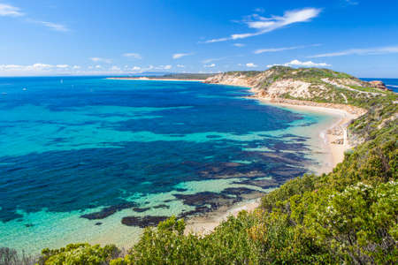 Point Nepean and Port Phillip Bay on a hot summer's day in Victoria, Australiaの写真素材
