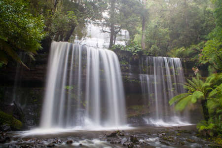Russell Falls in Mt Field National Park on a cold winter's morning in Tasmania, Australiaの写真素材