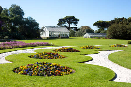 The grounds of Werribee Mansion on a clear spring day in Werribee, Victoria, Australiaの写真素材