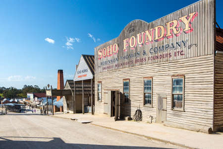 SOVEREIGN HILL, AUSTRALIA - OCTOBER 5: Sovereign Hill is an open air museum recreating the atmosphere of a gold rush town in Ballarat, Australia on October 5, 2014のeditorial素材