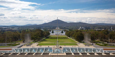 The stunning architecture of the Parliament of Australia in Canberra, Australian Capital Territory,...