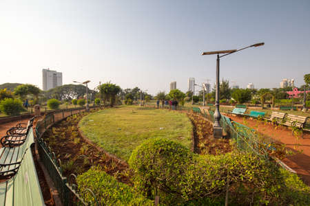 The famous Hanging Gardens in Mumbai on a clear autumn dayの写真素材
