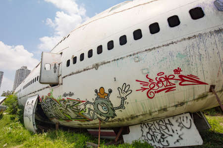 Airplane graveyard on sunny dayの写真素材