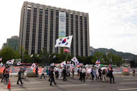Protesters against South Korean President Moon Jae-in, Seoul, Soのeditorial素材