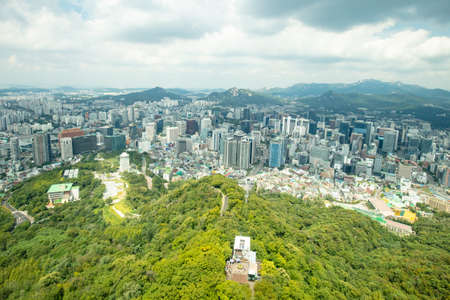 A view from Namsan Tower in Namsan Park in Seoul, South Koreaの写真素材