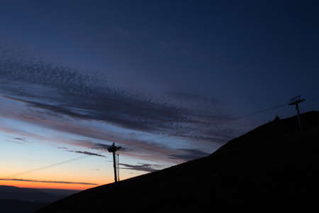 Mt Buller Ski Lift and Equipment At Night