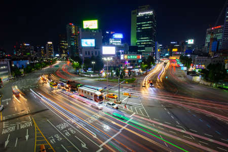 Seoul City Traffic At Night