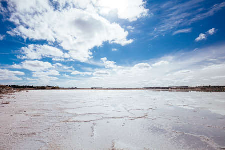 An ancient salt lake in the town of Lake Bolac in western Victoria, Australiaの写真素材