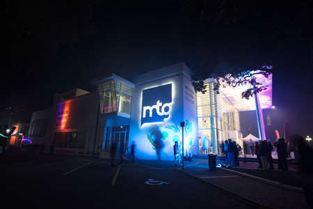 Napier, New Zealand - September 30 2017: White Night light shows in the streets of Napier in New Zealandのeditorial素材