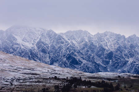 The Remarkables View on a Cloudy Day in New Zealandの写真素材