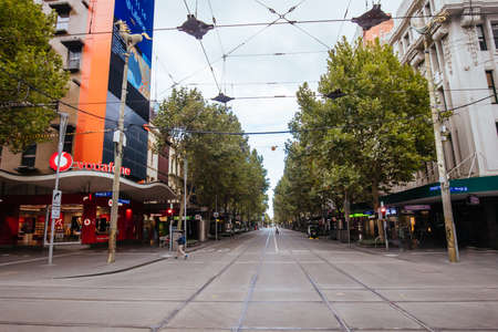 Quiet Melbourne Streets and Landmarks During Coronavirus Pandemicのeditorial素材