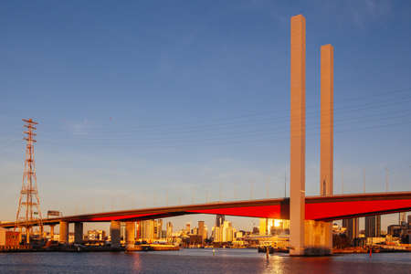 The Bolte Bridge crossing the Yarra River at sunset in Melbourne, Victoria, Australia