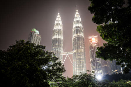 KLCC Park in Kuala Lumpur at Nightのeditorial素材