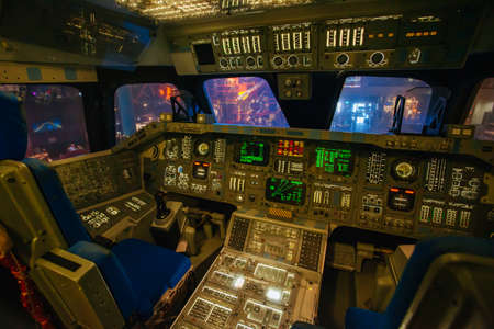 Interior of Shuttle at Space Center in Houston USAのeditorial素材