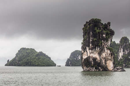 Stormy Ha Long Bay in Vietnamの写真素材