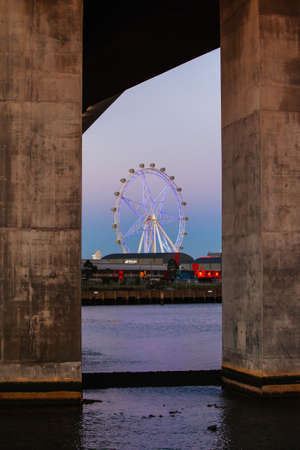 Melbourne Star at Dusk in Melbourne Australiaの写真素材