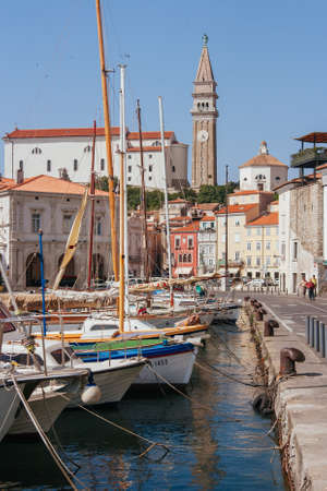 Piran Harbour View in Sloveniaのeditorial素材