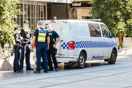 Police in Bourke St Mall During Coronavirus Pandemic