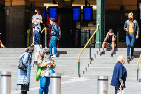 Flinders St Station During the Coronavirus Pandemicのeditorial素材