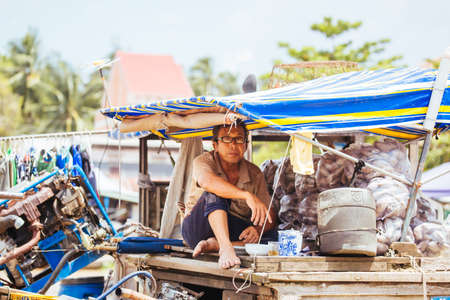 People Working and Traveling By Boat in Vietnamのeditorial素材