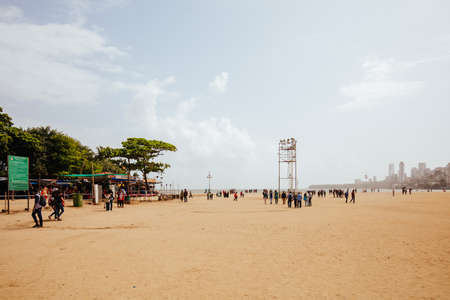 Girgaum Chowpatty Beach in Mumbai Indiaの写真素材