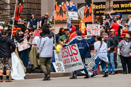 Australians Protest As Part Of "World Wide Rally For Freedom" Against Mandatory COVID-19 Vaccinesのeditorial素材
