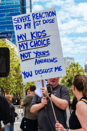 Australians Protest As Part Of "World Wide Rally For Freedom" Against Mandatory COVID-19 Vaccinesのeditorial素材