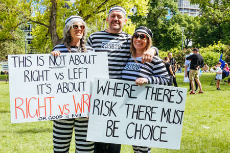 Australians Protest As Part Of World Wide Rally For Freedom Against Mandatory COVID-19 Vaccines