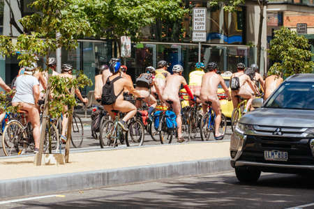 Australians Take Part in the World Naked Bike Rideのeditorial素材