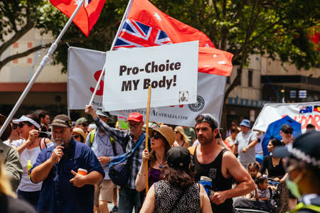 Australians Protest Against Mandatory COVID-19 Vaccinesのeditorial素材