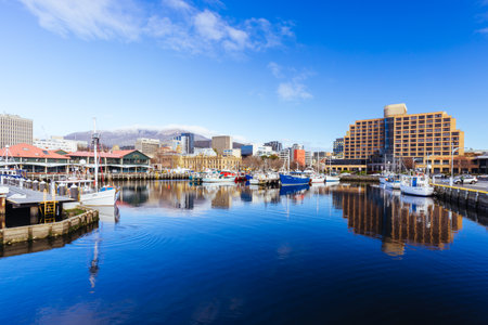 Hobart CBD and Waterfront in Tasmania Australiaのeditorial素材