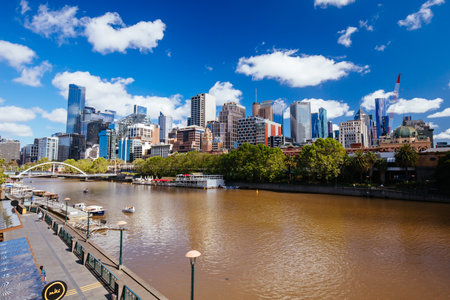 Yarra River Views of Melbourne in Australiaのeditorial素材