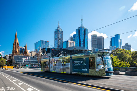 Yarra River Views of Melbourne in Australiaのeditorial素材