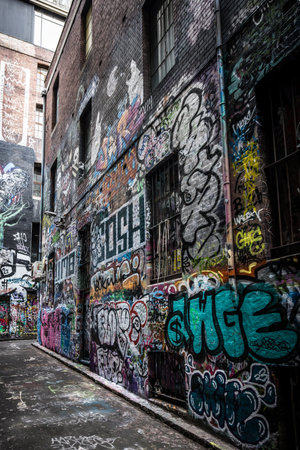 Hosier Lane in Melbourne CBD Australiaのeditorial素材