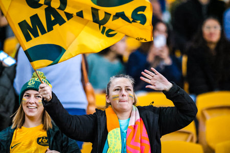 BRISBANE, AUSTRALIA - JULY 27: Australia plays Nigeria at the FIFA Womens World Cup Aのeditorial素材