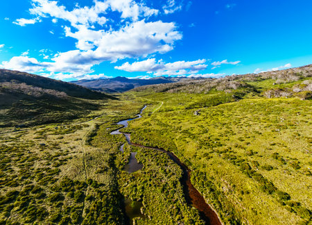 Snowy Mountains View on Cascade Hut Trail in Australiaの写真素材