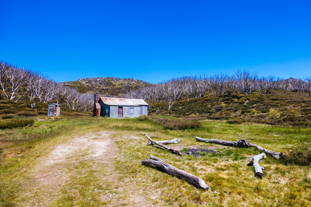 Whites River Hut in Kosciuszko National Park in Australiaの写真素材