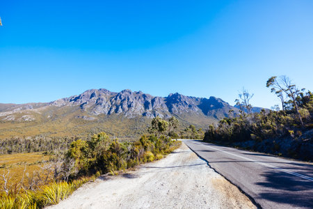 Gordon River Road Landscape in Tasmania Australiaの写真素材