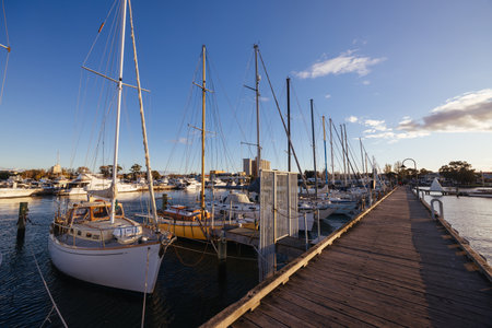 Melbourne Skyline from Williamstown in Australiaの写真素材