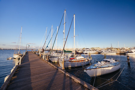 Melbourne Skyline from Williamstown in Australiaの写真素材