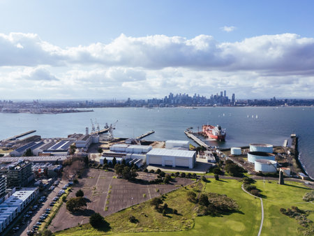 Aerial view over Williamstown in Australiaの写真素材